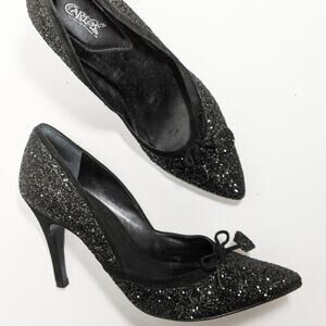 Carlos by Carlos Santana 8 black sparkle bling glitter stiletto high heels dress